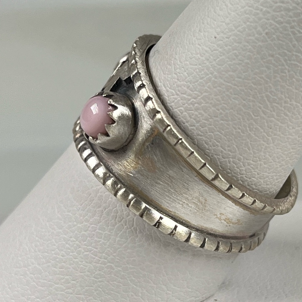 Solid 925 Sterling Silver Pink Conch Gemstone Hor… - image 7
